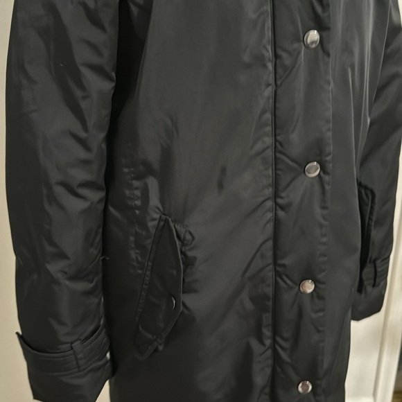 ZARA‎ Black Down Coat Long Jacket hood Winter Snow size XS Extra Small Faux Fur - Picture 3 of 10